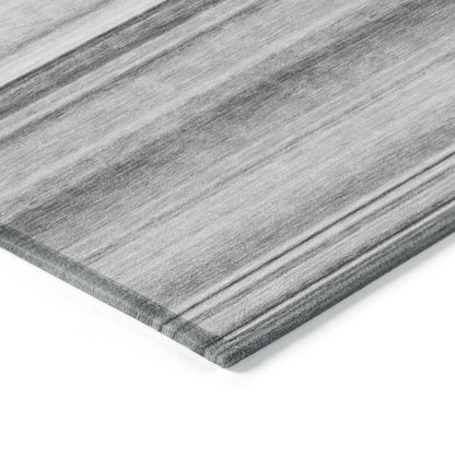 8' Runner Gray Striped Washable Non Skid Indoor Outdoor Runner Rug - Loft&Timber