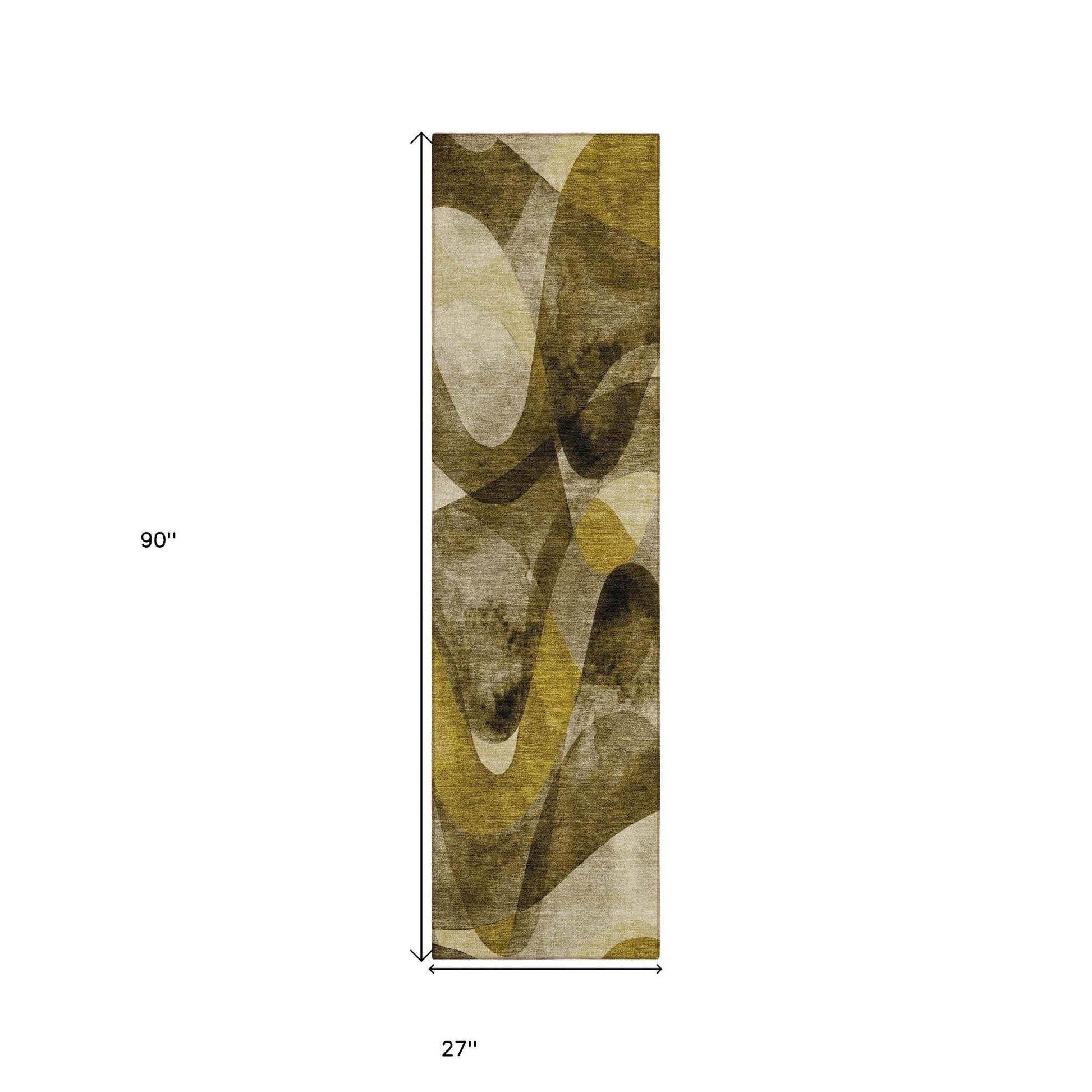 8' Runner Coffee Abstract Washable Non Skid Indoor Outdoor Runner Rug - Loft&Timber