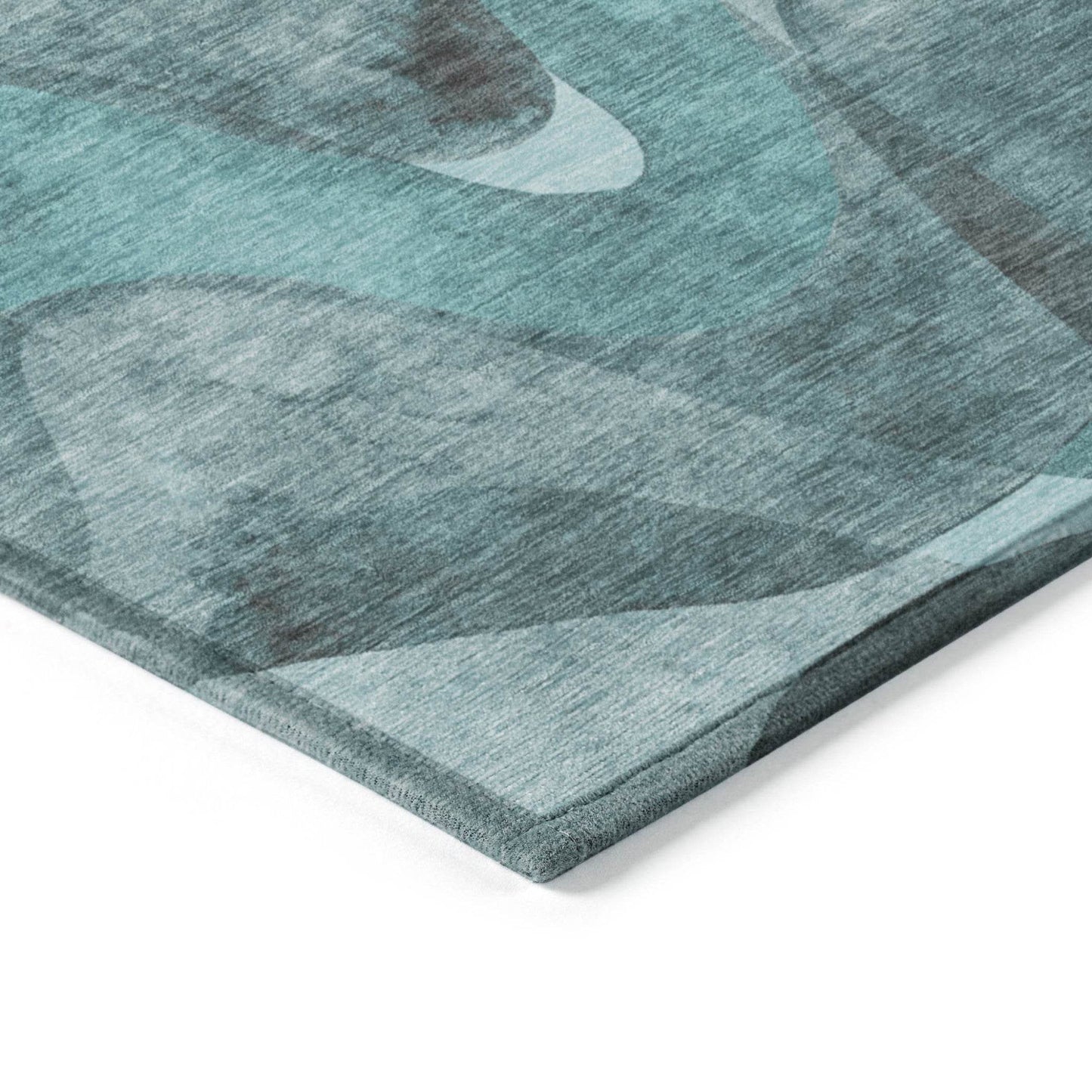 8' Runner Teal Abstract Washable Non Skid Indoor Outdoor Runner Rug - Loft&Timber