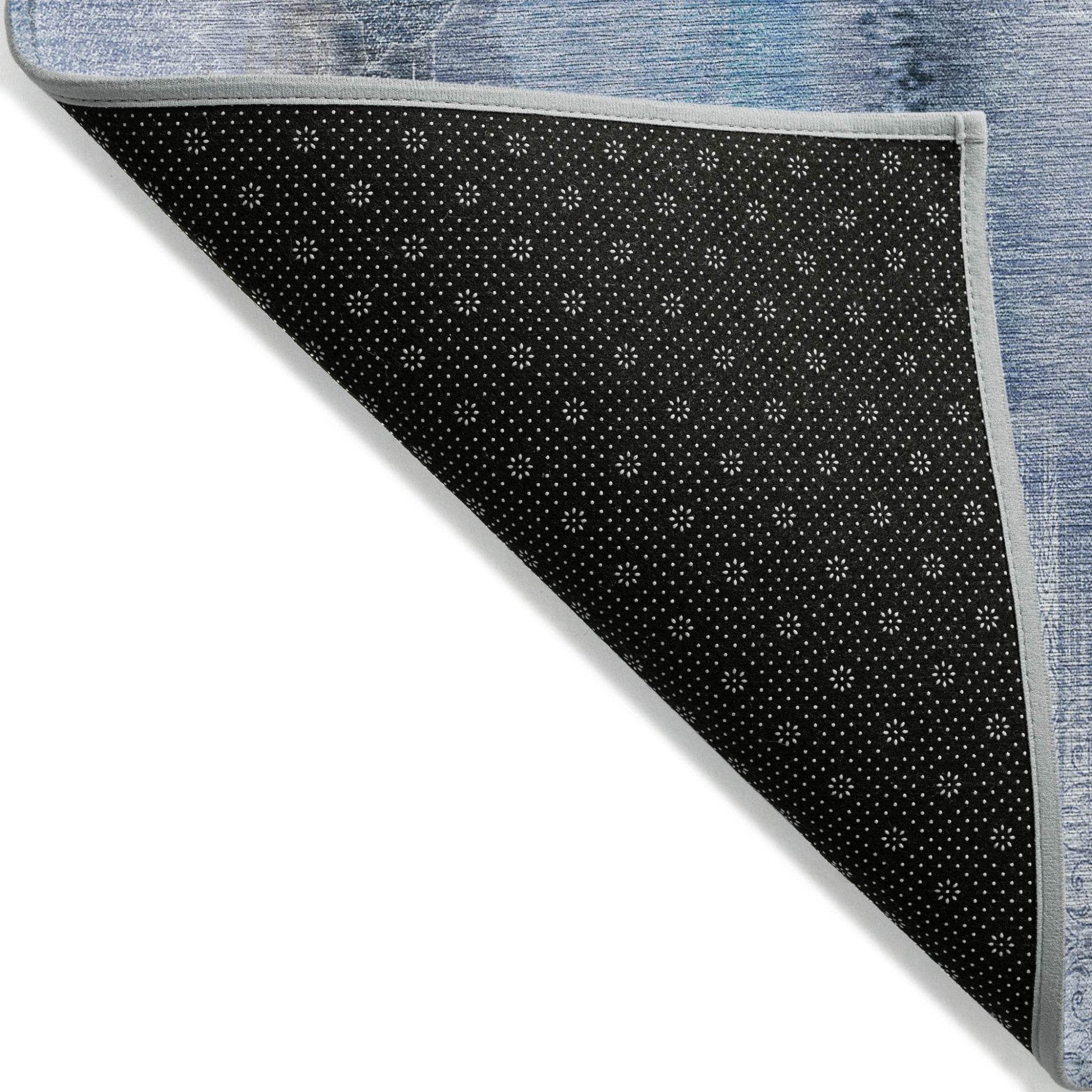 8' Runner Blue Washable Non Skid Indoor Outdoor Runner Rug - Loft&Timber