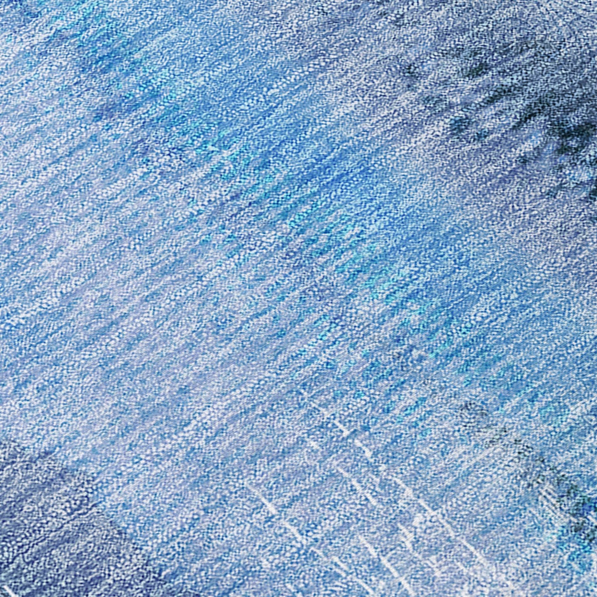 8' Runner Blue Washable Non Skid Indoor Outdoor Runner Rug - Loft&Timber