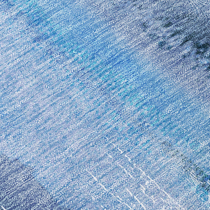 8' Runner Blue Washable Non Skid Indoor Outdoor Runner Rug - Loft&Timber