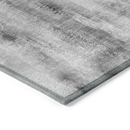 8' Runner Gray Washable Non Skid Indoor Outdoor Runner Rug - Loft&Timber