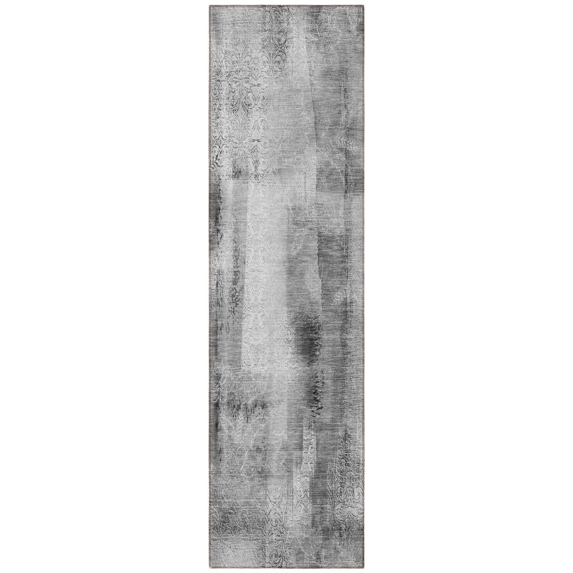 8' Runner Gray Washable Non Skid Indoor Outdoor Runner Rug - Loft&Timber