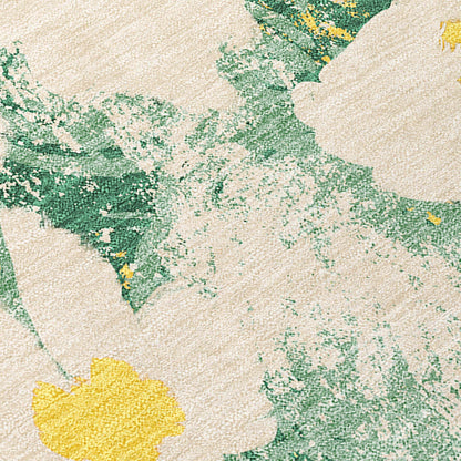 8' Runner Green Floral Washable Non Skid Indoor Outdoor Runner Rug - Loft&Timber