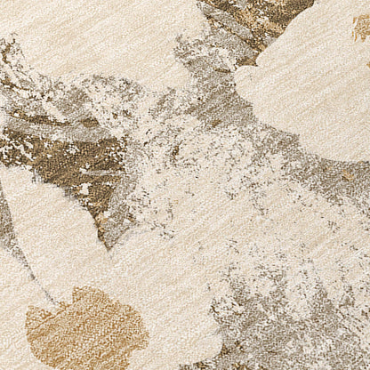 8' Runner Khaki Floral Washable Non Skid Indoor Outdoor Runner Rug - Loft&Timber