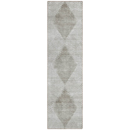 8' Runner Gray Geometric Washable Non Skid Indoor Outdoor Runner Rug - Loft&Timber