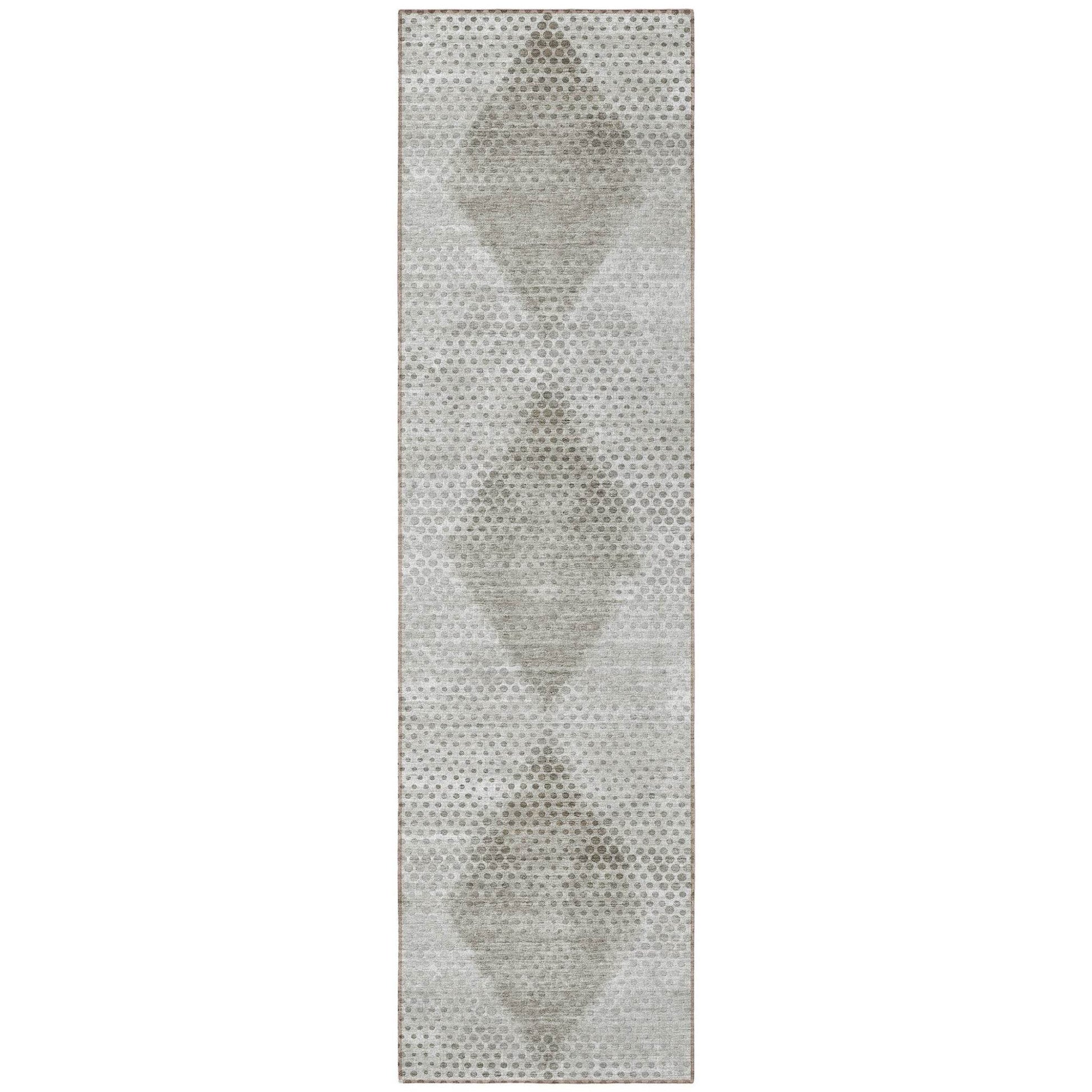 8' Runner Gray Geometric Washable Non Skid Indoor Outdoor Runner Rug - Loft&Timber