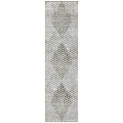 8' Runner Gray Geometric Washable Non Skid Indoor Outdoor Runner Rug - Loft&Timber
