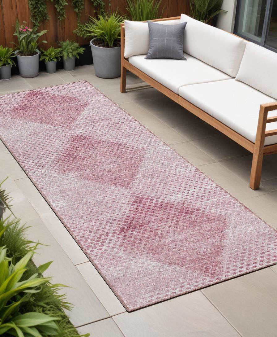 8' Runner Merlot Geometric Washable Non Skid Indoor Outdoor Runner Rug - Loft&Timber