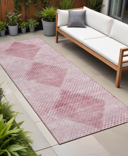 8' Runner Merlot Geometric Washable Non Skid Indoor Outdoor Runner Rug - Loft&Timber