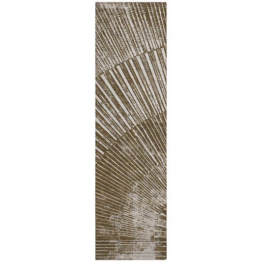 8' Runner Chocolate Abstract Washable Non Skid Indoor Outdoor Runner Rug - Loft&Timber
