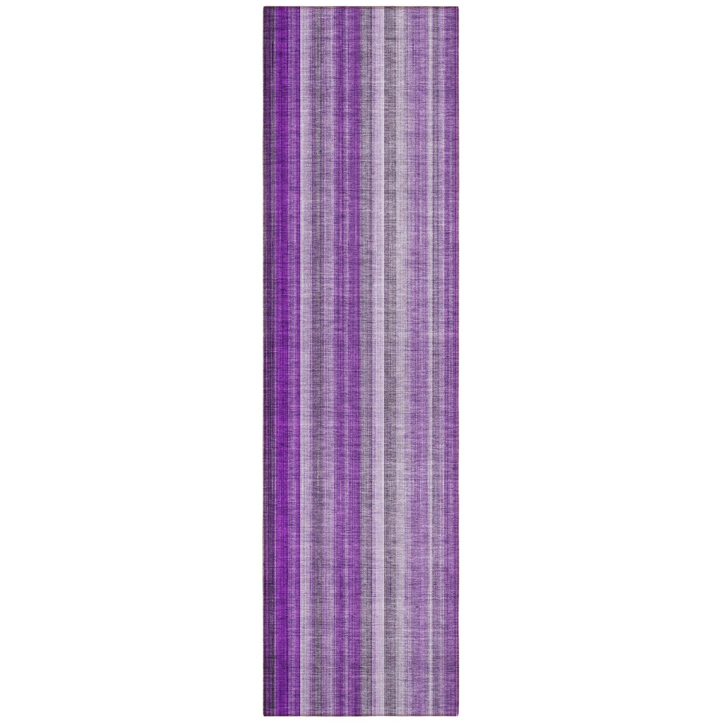 8' Runner Purple Striped Washable Non Skid Indoor Outdoor Runner Rug - Loft&Timber