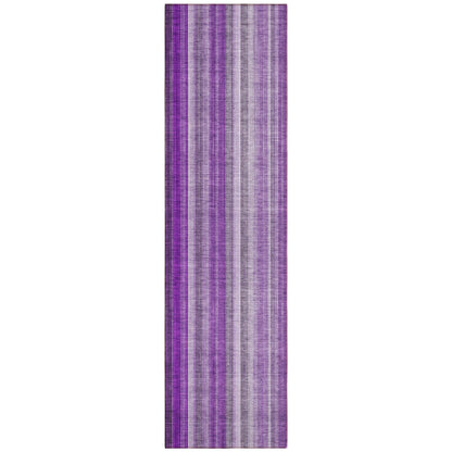 8' Runner Purple Striped Washable Non Skid Indoor Outdoor Runner Rug - Loft&Timber