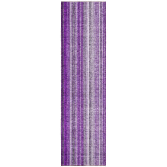 8' Runner Purple Striped Washable Non Skid Indoor Outdoor Runner Rug - Loft&Timber