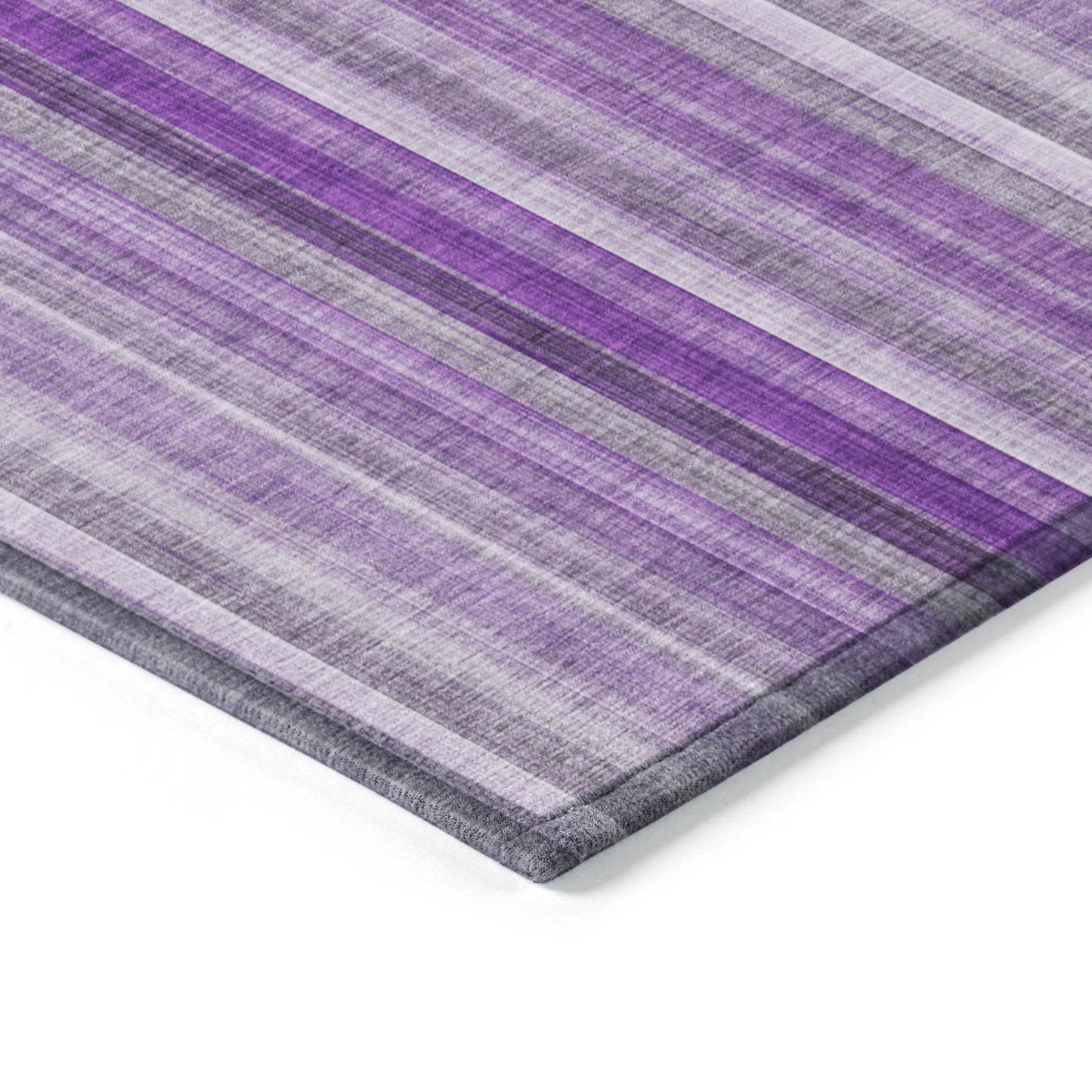 8' Runner Purple Striped Washable Non Skid Indoor Outdoor Runner Rug - Loft&Timber