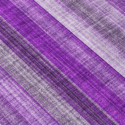8' Runner Purple Striped Washable Non Skid Indoor Outdoor Runner Rug - Loft&Timber