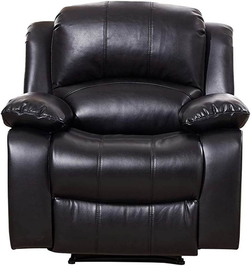 Power Reclining Bonded Leather Living Room Set (Black, Power Recliner) - Loft&Timber