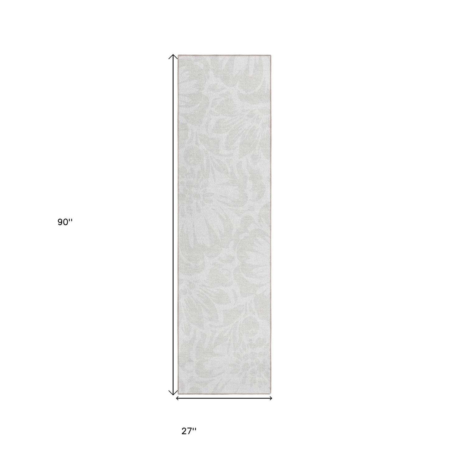 8' Runner Ivory Floral Washable Non Skid Indoor Outdoor Runner Rug - Loft&Timber