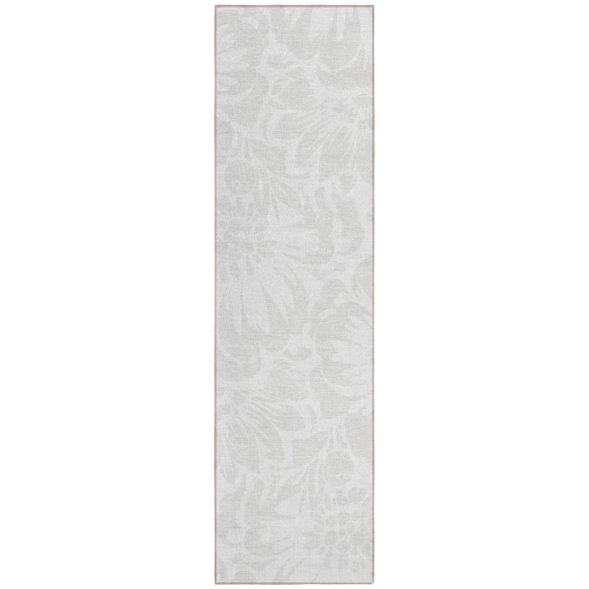 8' Runner Ivory Floral Washable Non Skid Indoor Outdoor Runner Rug - Loft&Timber