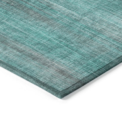 8' Runner Teal Striped Washable Non Skid Indoor Outdoor Runner Rug - Loft&Timber