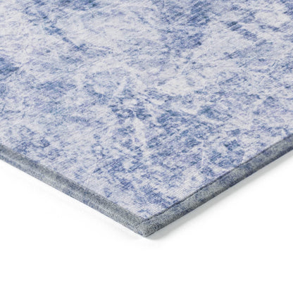 8' Runner Blue Abstract Washable Non Skid Indoor Outdoor Runner Rug - Loft&Timber
