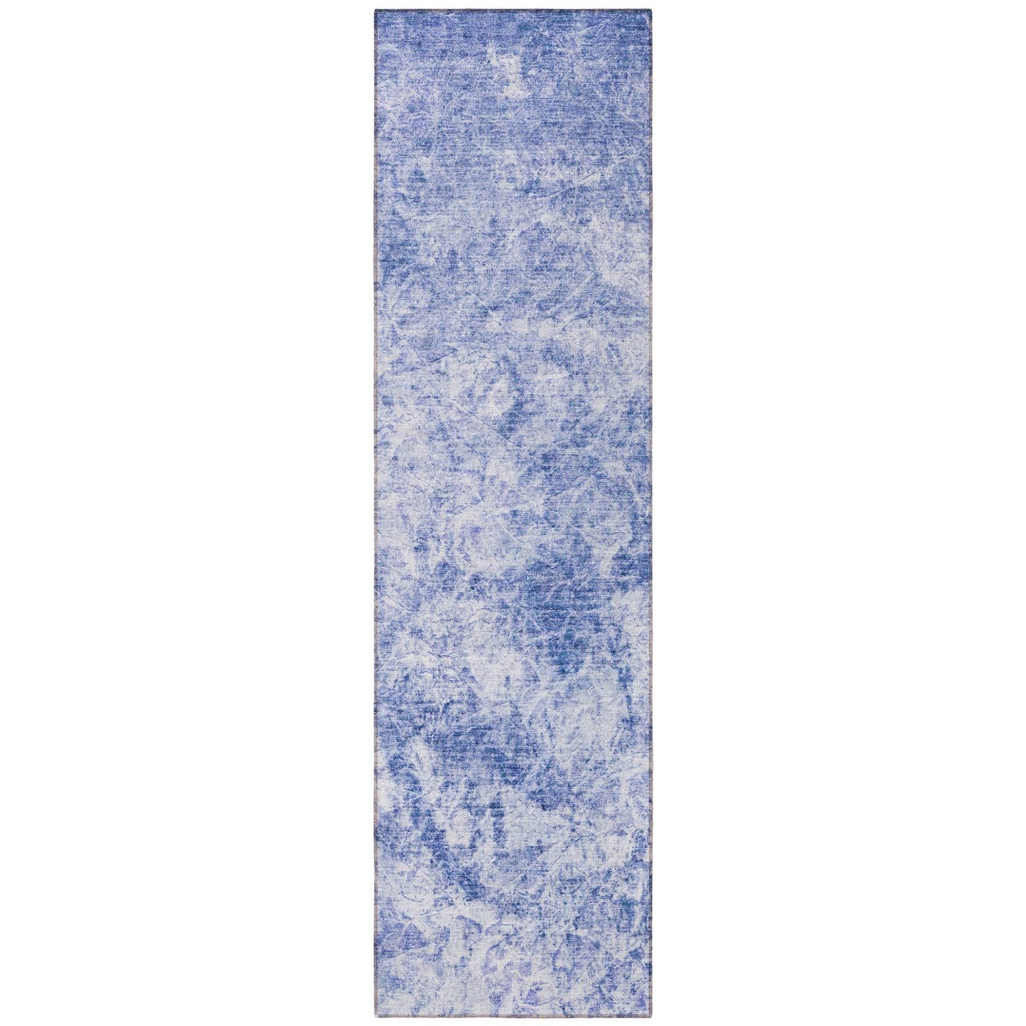 8' Runner Blue Abstract Washable Non Skid Indoor Outdoor Runner Rug - Loft&Timber