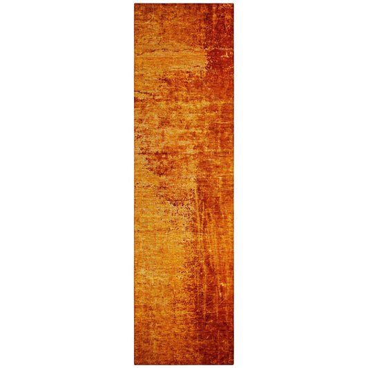 8' Runner Orange Abstract Washable Non Skid Indoor Outdoor Runner Rug - Loft&Timber