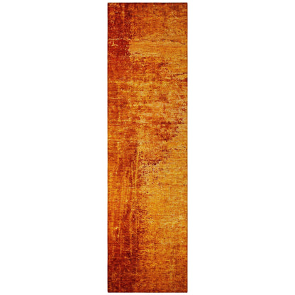 8' Runner Orange Abstract Washable Non Skid Indoor Outdoor Runner Rug - Loft&Timber
