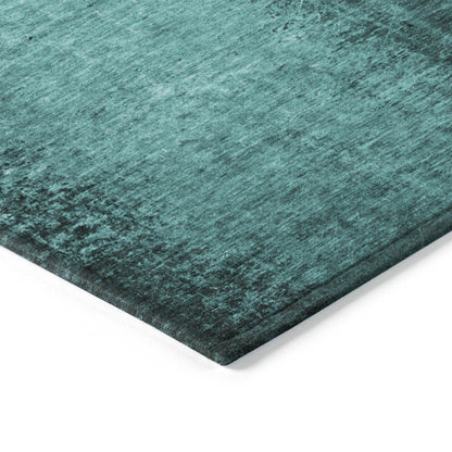 8' Runner Teal Abstract Washable Non Skid Indoor Outdoor Runner Rug - Loft&Timber