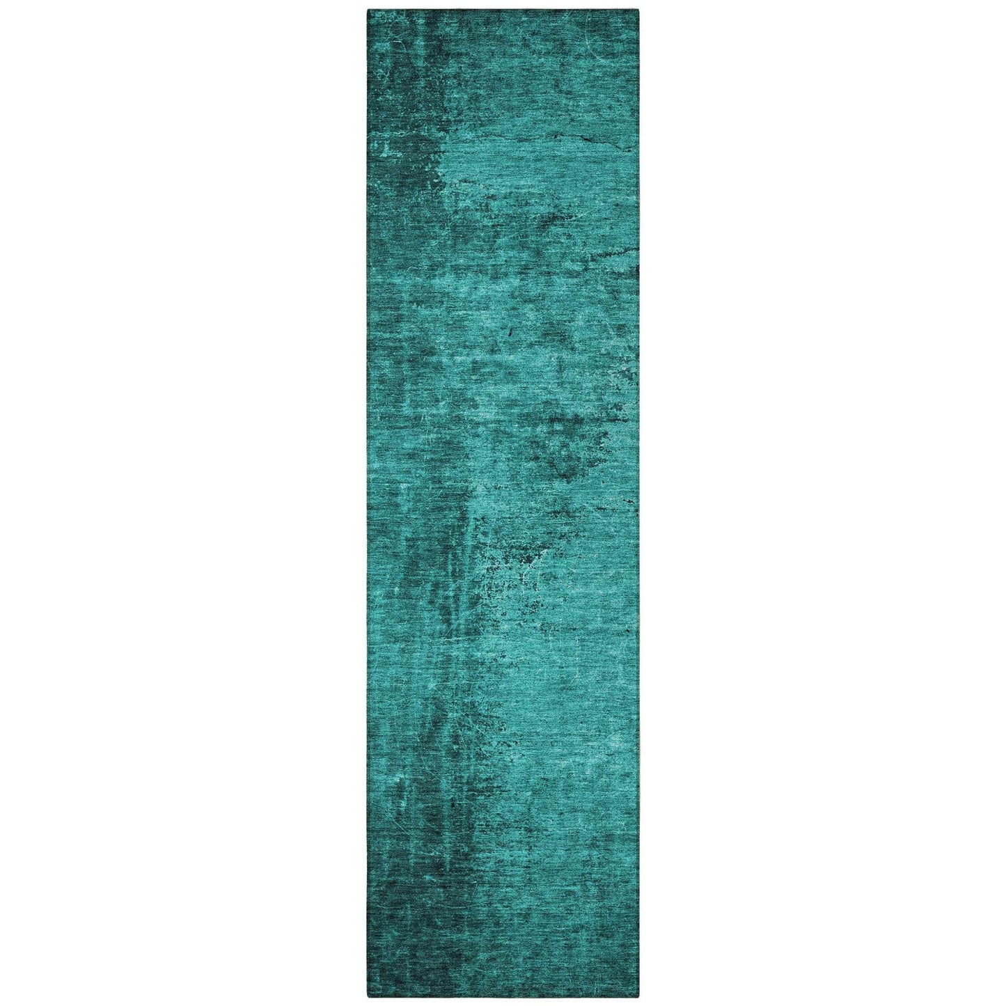 8' Runner Teal Abstract Washable Non Skid Indoor Outdoor Runner Rug - Loft&Timber
