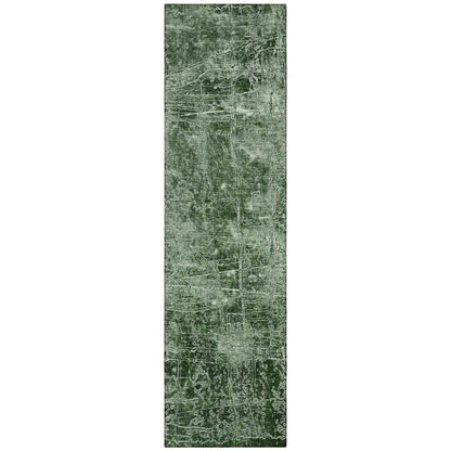 8' Runner Emerald Abstract Washable Non Skid Indoor Outdoor Runner Rug - Loft&Timber