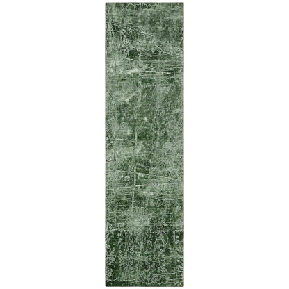 8' Runner Emerald Abstract Washable Non Skid Indoor Outdoor Runner Rug - Loft&Timber