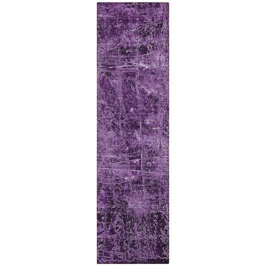 8' Runner Purple Abstract Washable Non Skid Indoor Outdoor Runner Rug - Loft&Timber