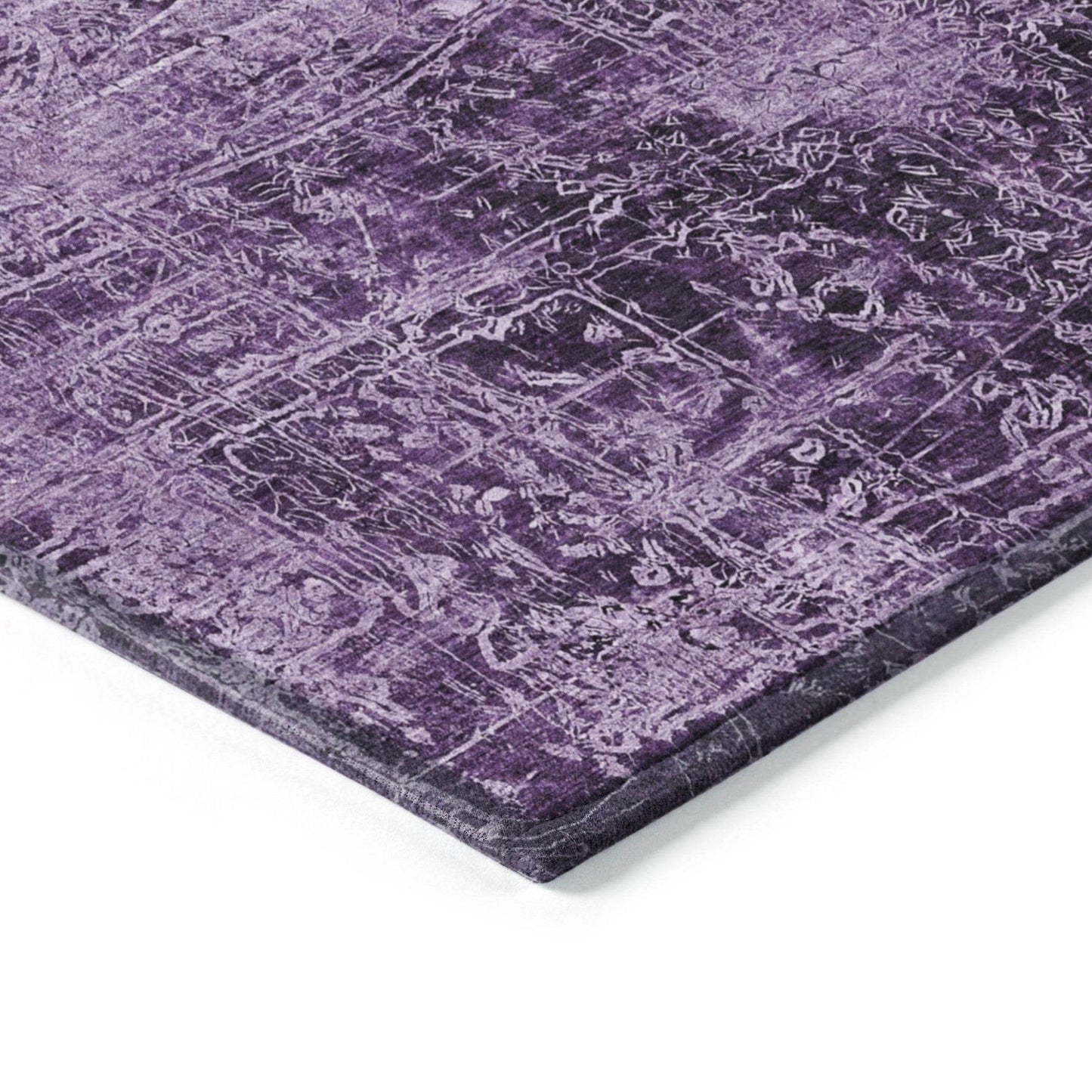 8' Runner Purple Abstract Washable Non Skid Indoor Outdoor Runner Rug - Loft&Timber