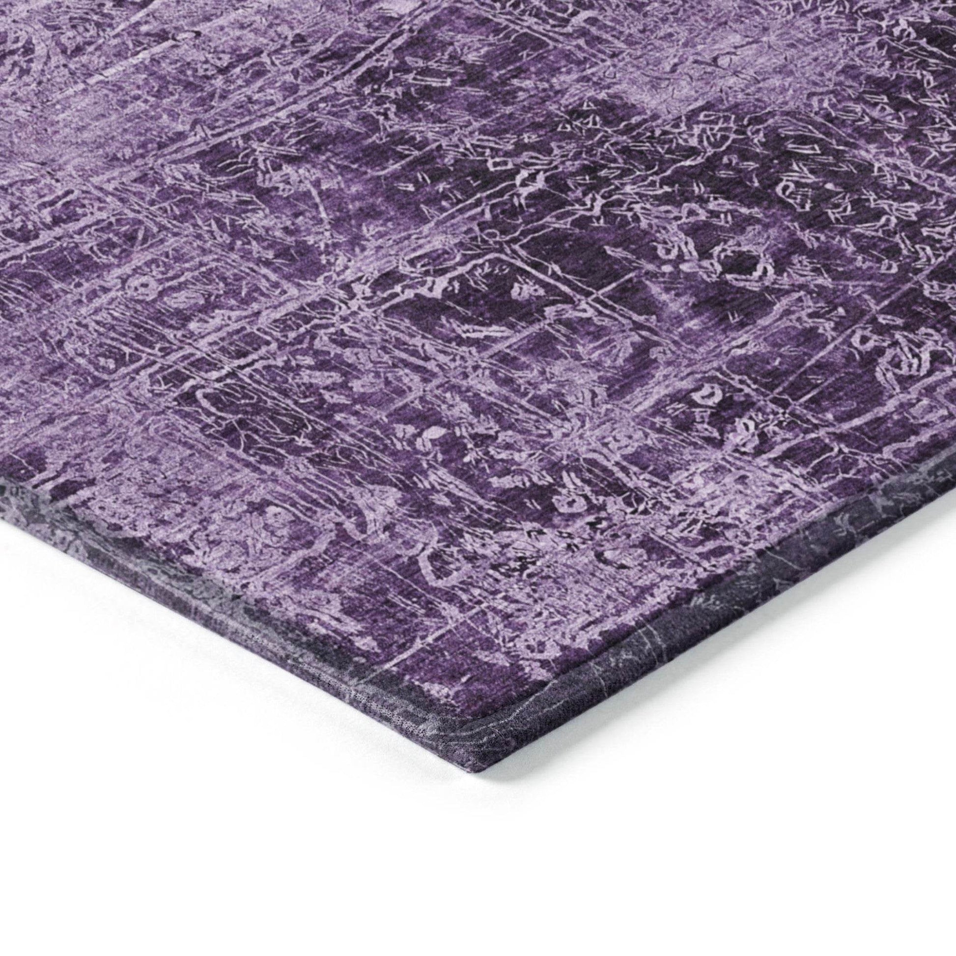 8' Runner Purple Abstract Washable Non Skid Indoor Outdoor Runner Rug - Loft&Timber
