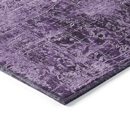 8' Runner Purple Abstract Washable Non Skid Indoor Outdoor Runner Rug - Loft&Timber