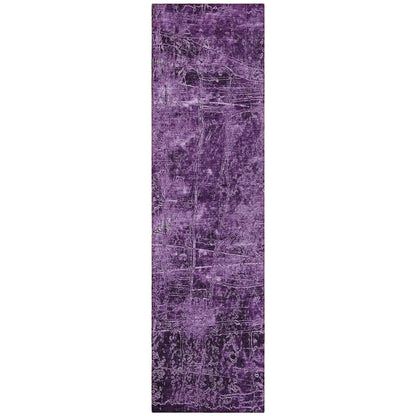 8' Runner Purple Abstract Washable Non Skid Indoor Outdoor Runner Rug - Loft&Timber