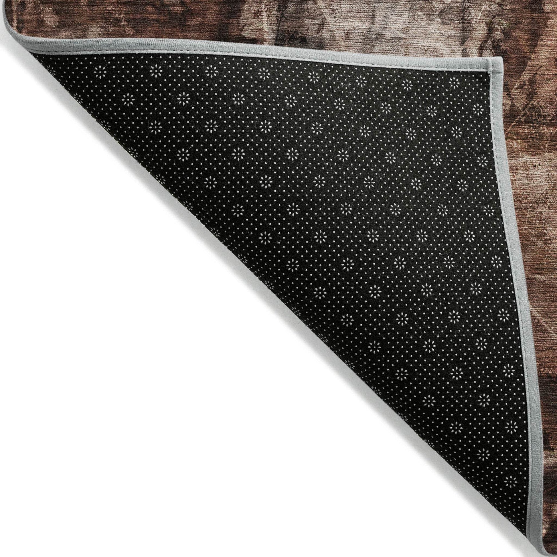 8' Runner Orange Floral Washable Non Skid Indoor Outdoor Runner Rug - Loft&Timber