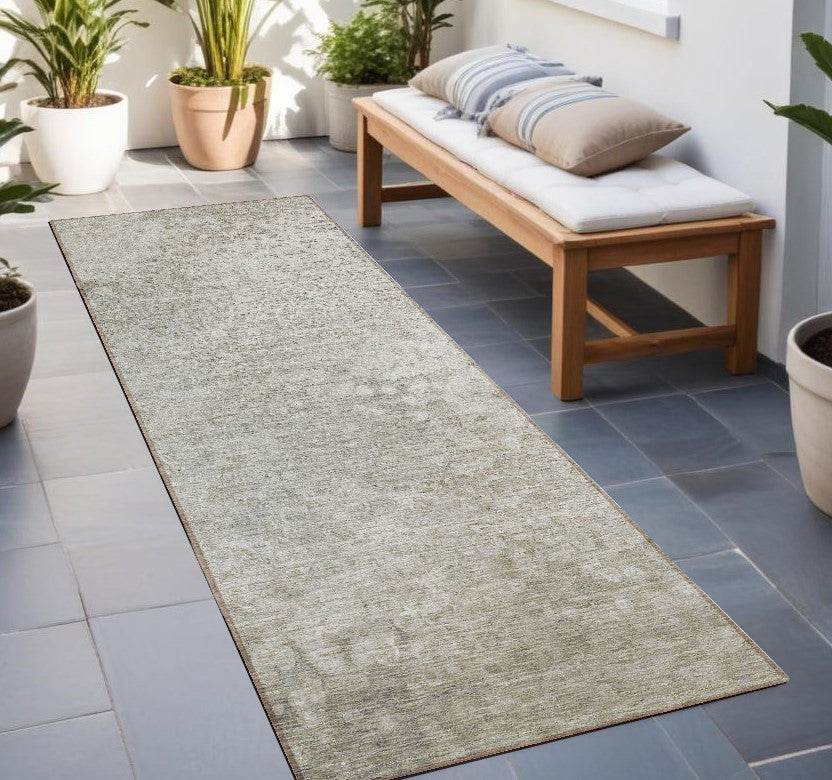 8' Runner Beige Washable Non Skid Indoor Outdoor Runner Rug - Loft&Timber
