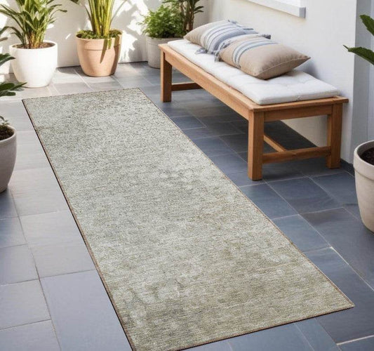 8' Runner Beige Washable Non Skid Indoor Outdoor Runner Rug - Loft&Timber