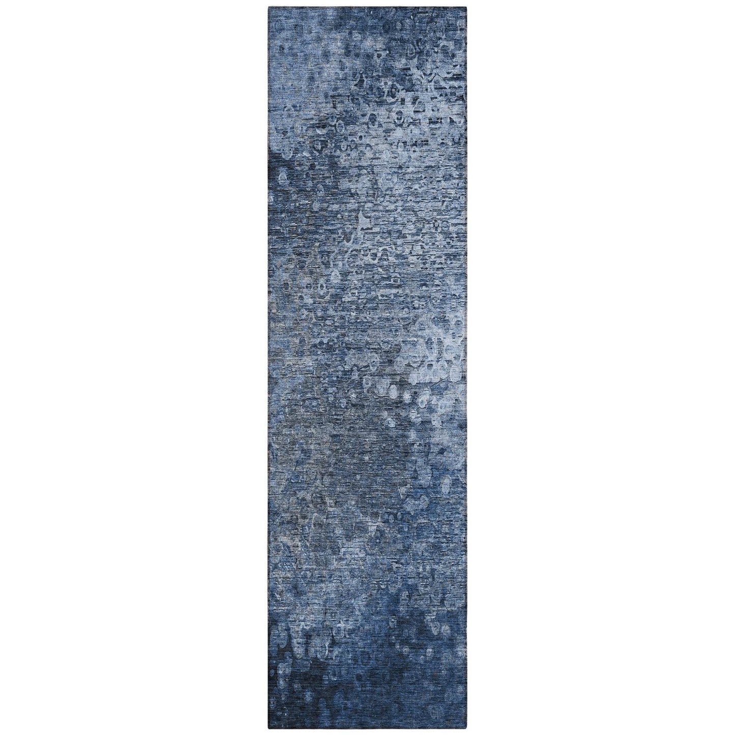 8' Runner Blue Washable Non Skid Indoor Outdoor Runner Rug - Loft&Timber