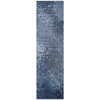 8' Runner Blue Washable Non Skid Indoor Outdoor Runner Rug - Loft&Timber