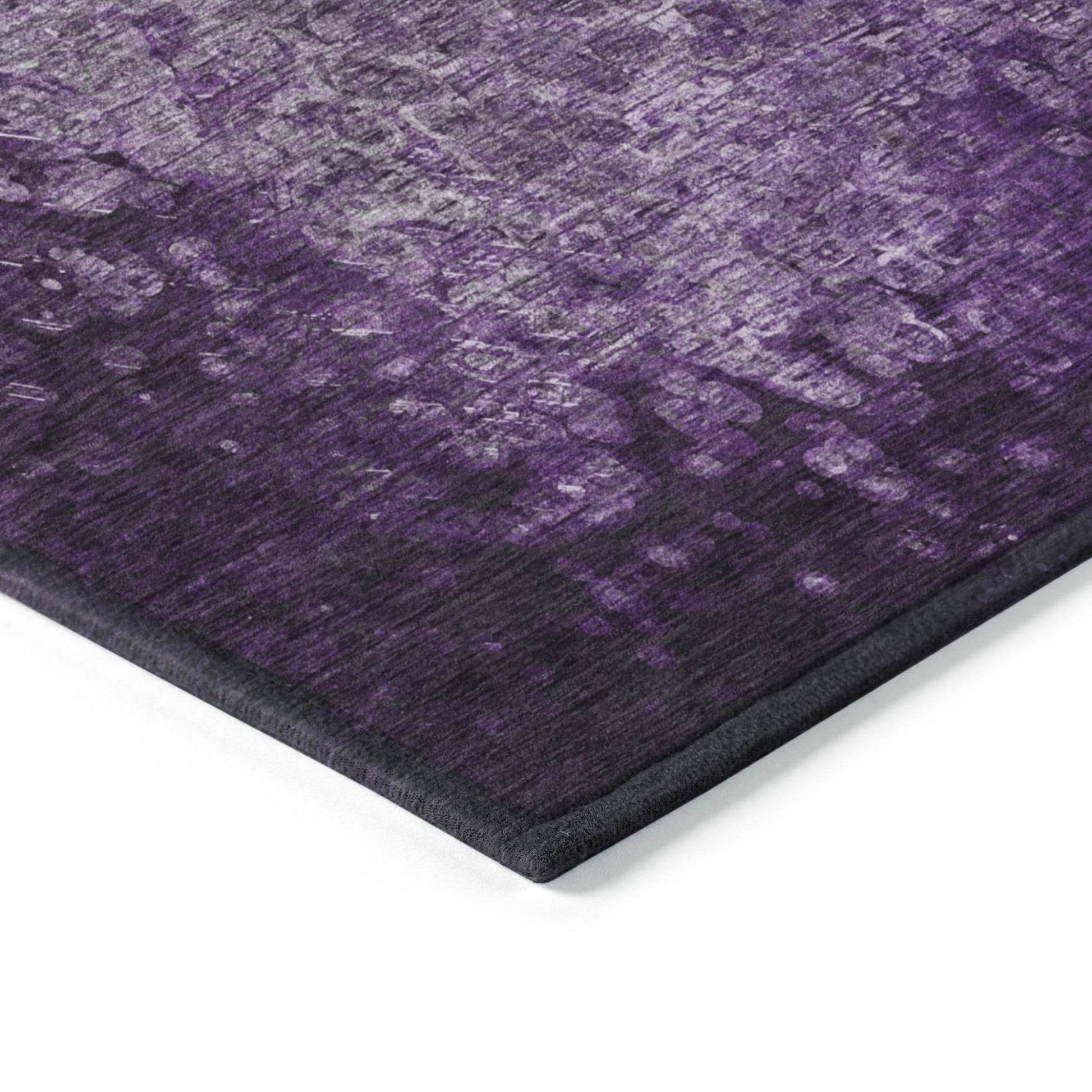 8' Runner Purple Washable Non Skid Indoor Outdoor Runner Rug - Loft&Timber