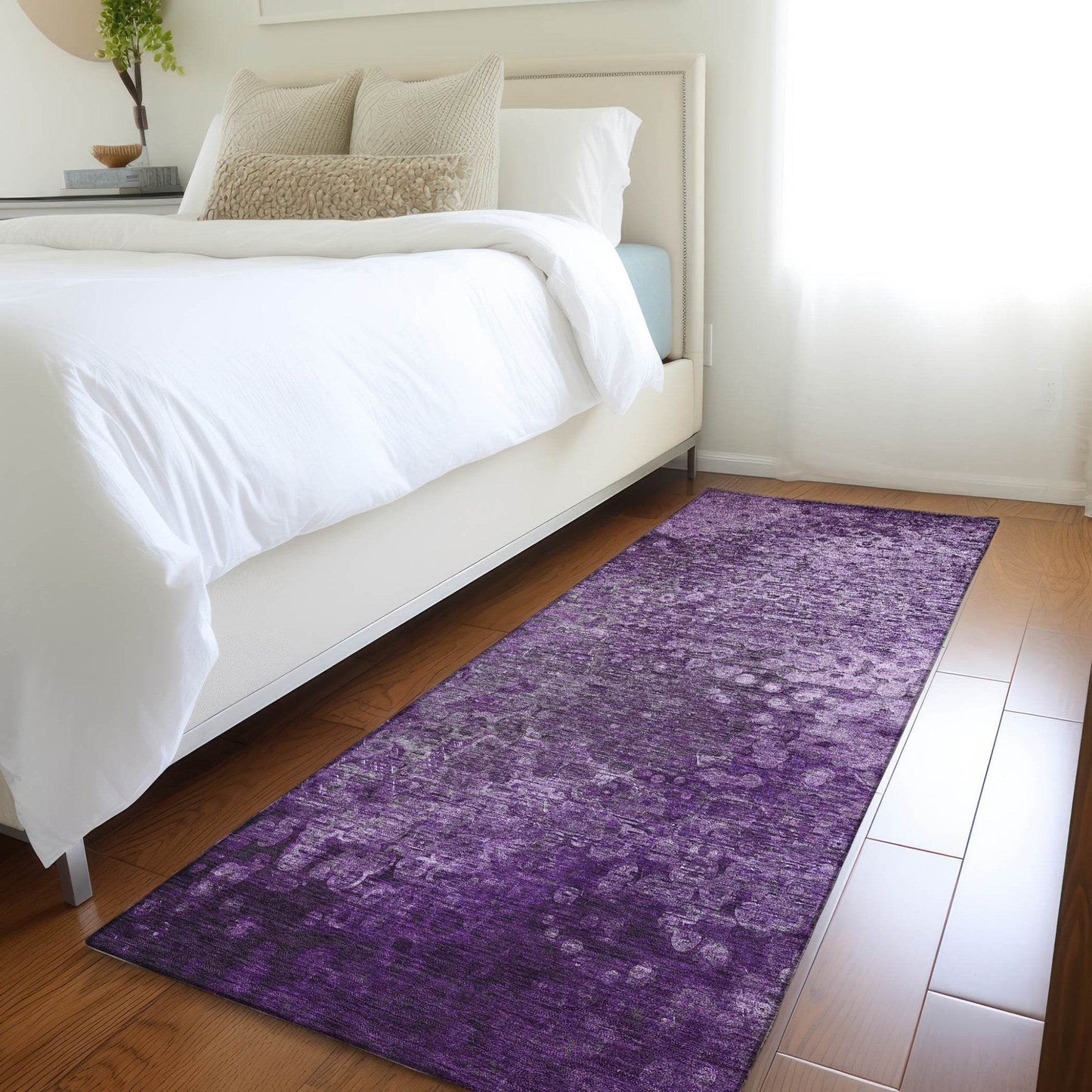 8' Runner Purple Washable Non Skid Indoor Outdoor Runner Rug - Loft&Timber