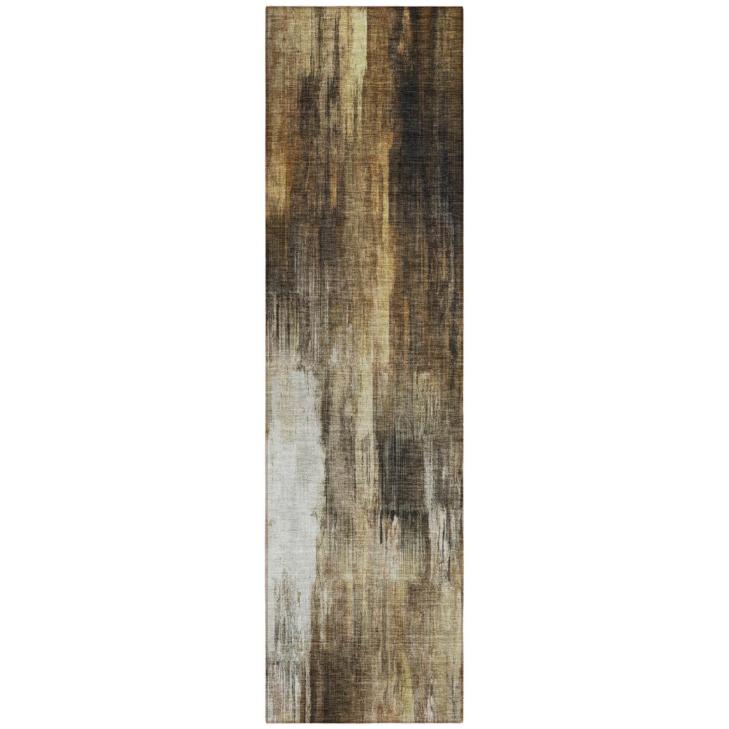 8' Runner Chocolate Abstract Washable Non Skid Indoor Outdoor Runner Rug - Loft&Timber