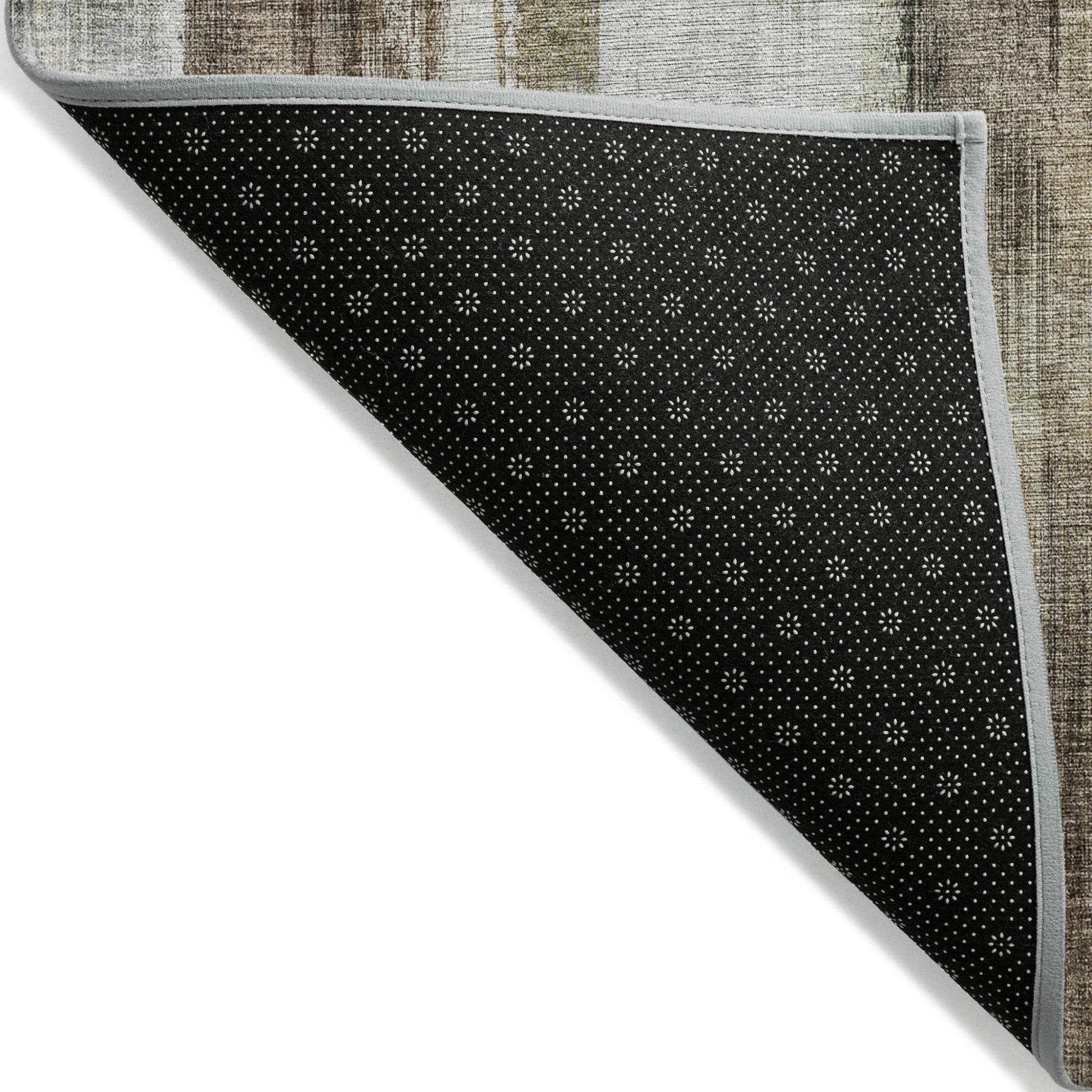 8' Runner Chocolate Abstract Washable Non Skid Indoor Outdoor Runner Rug - Loft&Timber