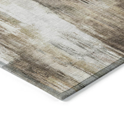 8' Runner Chocolate Abstract Washable Non Skid Indoor Outdoor Runner Rug - Loft&Timber