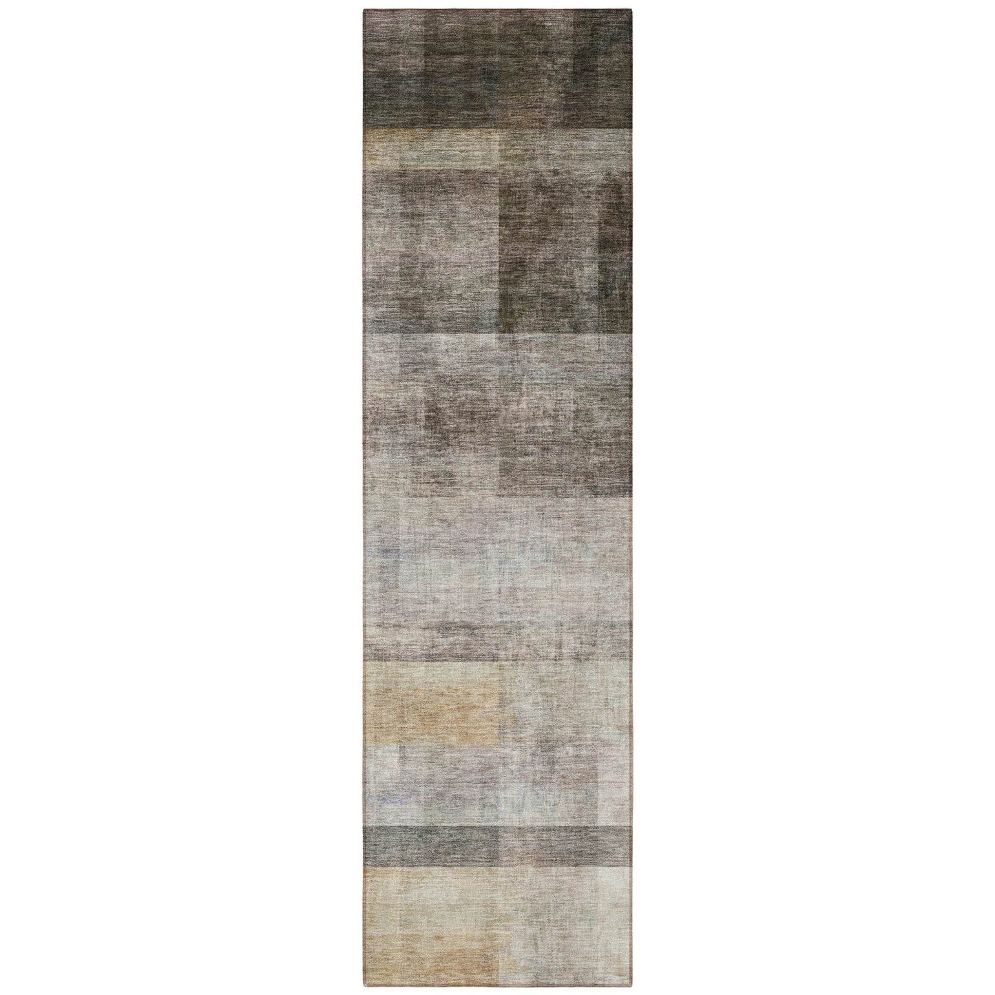 8' Runner Brown Ombre Washable Non Skid Indoor Outdoor Runner Rug - Loft&Timber