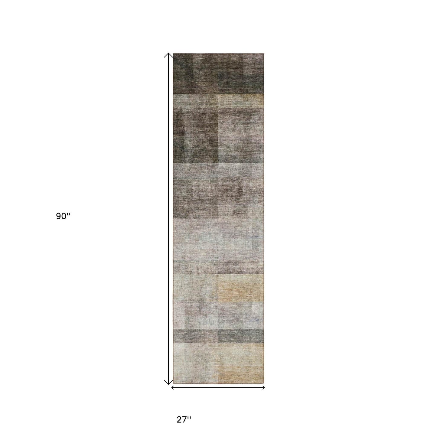 8' Runner Brown Ombre Washable Non Skid Indoor Outdoor Runner Rug - Loft&Timber